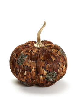 Two's Company Pheasant Feather Pumpkin - Large