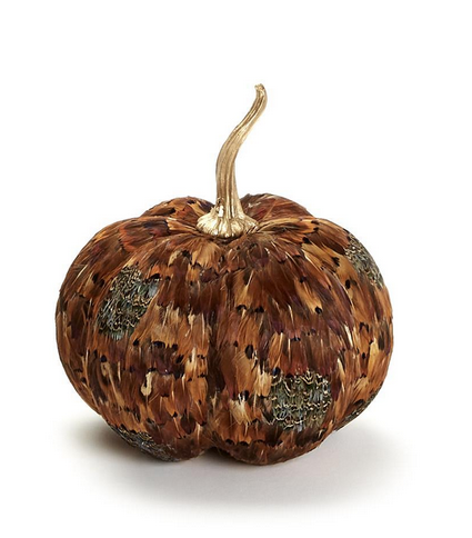 Two's Company Pheasant Feather Pumpkin - Large