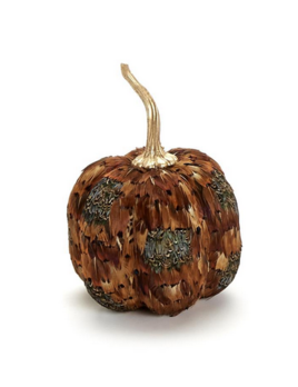 Two's Company Pheasant Feather Pumpkin - Small