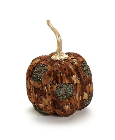 Two's Company Pheasant Feather Pumpkin - Small