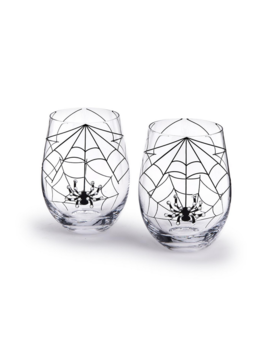 Two's Company Jeweled Spider Stemless Wine Glass