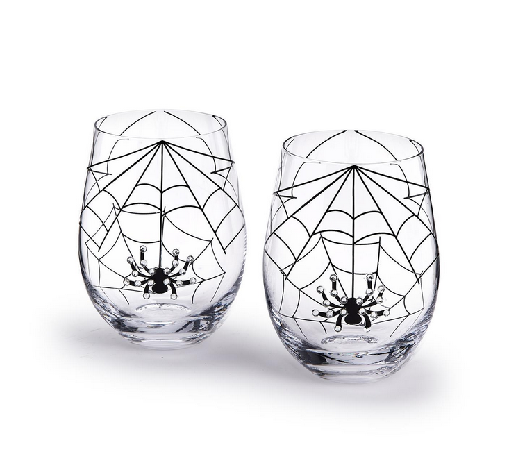 Two's Company Jeweled Spider Stemless Wine Glass