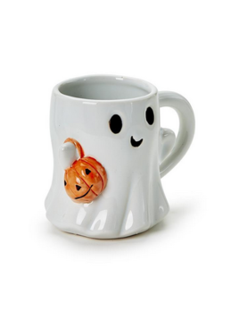 Two's Company Ghoulishly Ghost Mug- Pumpkin