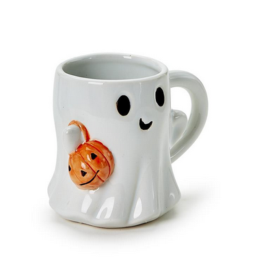 Two's Company Ghoulishly Ghost Mug- Pumpkin