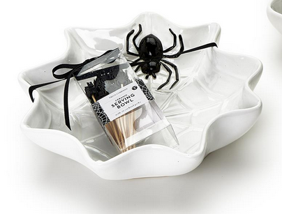 Two's Company Spooktacular Halloween Bowl with 20 Picks - Spider