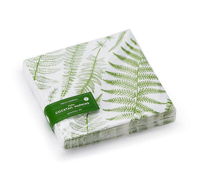 Two's Company Fern 3-Ply Cocktail Paper Napkin
