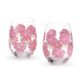Two's Company Pink Hydrangea Stemless Wine Glass