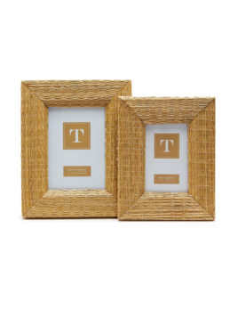 Two's Company Woven Reeds Cane Photo Frame