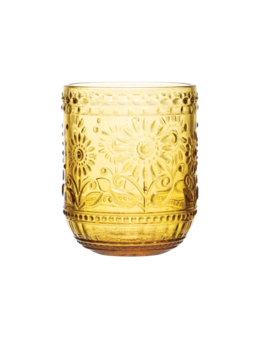 Creative Co-op Embossed Drinking Glass, Amber