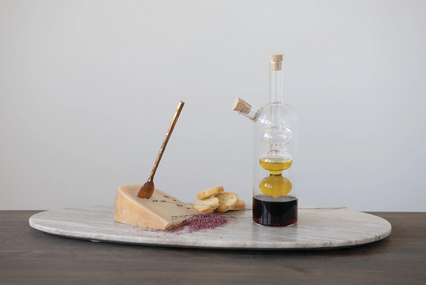 Creative Co-op Glass Oil and Vinegar Cruet with Cork Stoppers