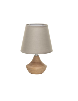 Creative Co-op Eucalyptus Wood Table Lamp w/ Linen Shade
