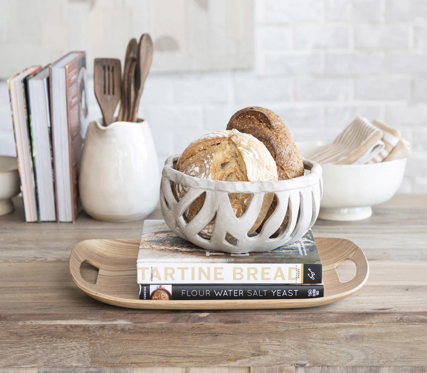 Creative Co-op Stoneware Bread Basket