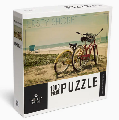 Lantern Press 1000 PIECE PUZZLE Jersey Shore, Bicycles & Beach Scene