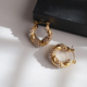 JESSA Jewelry Pearl Gold Twisted Hoops