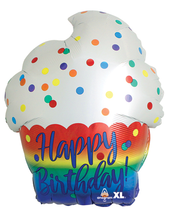 Balloons Everywhere 18" Shape Birthday Rainbow Cupcake