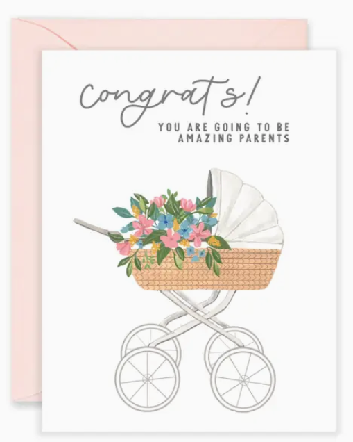 Isabella MG & Co. Amazing Parents Carriage - New Baby Greeting Card