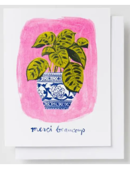Yellow Owl Workshop Merci Beaucoup Plant Risograph Card