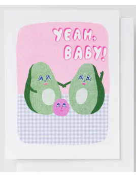 Yellow Owl Workshop Yea Baby Avocado Risograph Card