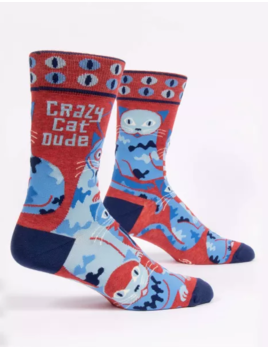 Blue Q Crazy Cat Dude Sock