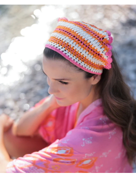 Shiraleah Luna Stripe Crochet Headscraf - Pink, Orange, White