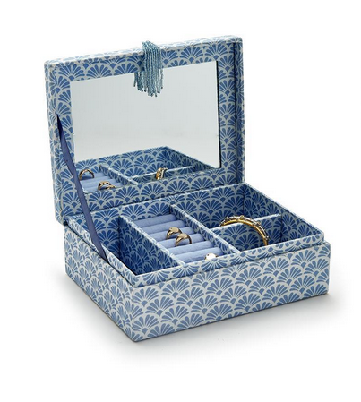 Two's Company Printed Jewelry Box - Blue