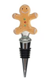 Creative Co-op Zinc Alloy Wine Stopper w/ Hand-Painted Glass Holiday Icon - Gingerbread
