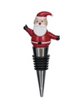 Creative Co-op Zinc Alloy Wine Stopper w/ Hand-Painted Glass Holiday Icon - Santa