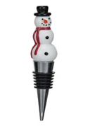 Creative Co-op Zinc Alloy Wine Stopper w/ Hand-Painted Glass Holiday Icon - Snowman