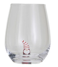 Creative Co-op Stemless Wine Glass w/ Holiday Figure Inside - Gnome