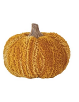 Creative Co-op Cotton Blend Bouclé Pumpkin w/ Wood Stem - Yellow