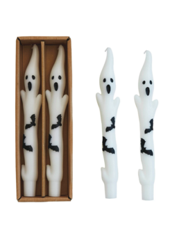 Creative Co-op Unscented Ghost Shaped Taper Candles w/ Bats