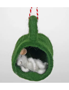 Felt Baby Mouse In Cup Ornament