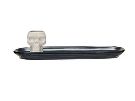 Creative Co-op Stoneware Dish w/ Skull Shaped Bowl