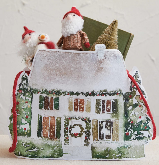 Creative Co-op Printed Recycled Paper House Shaped Gift Bag