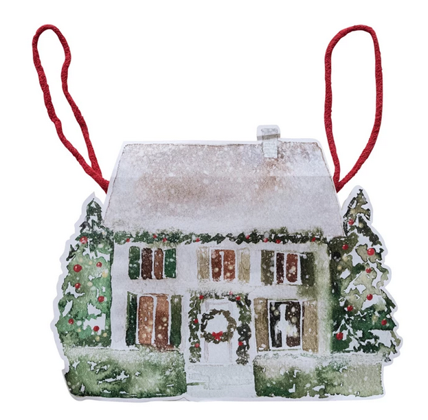 Creative Co-op Printed Recycled Paper House Shaped Gift Bag