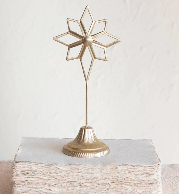 Creative Co-op Metal Star on Stand, Gold Finish