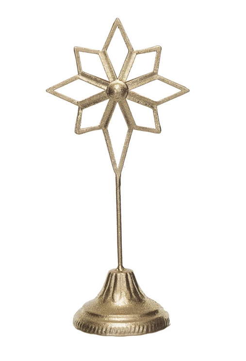 Creative Co-op Metal Star on Stand, Gold Finish