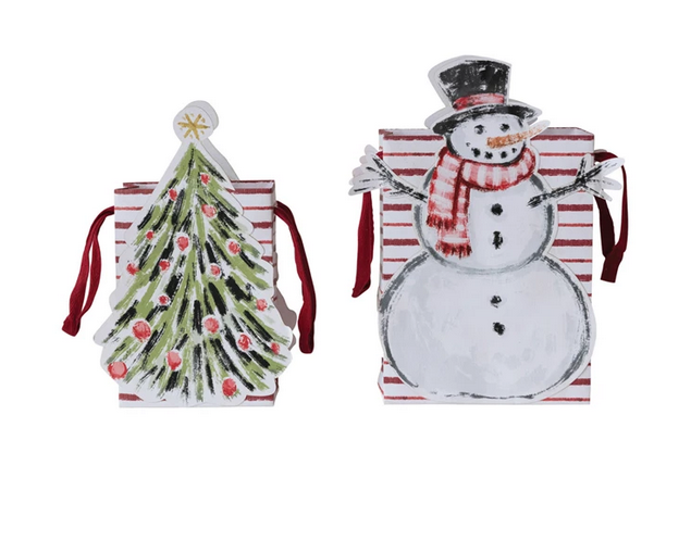 Creative Co-op Printed Recycled Paper Diecut Snowman Gift Bag