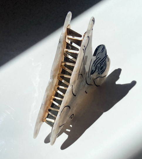 Solar Eclipse Hand-Painted Pug Dog Breed Claw Hair Clip
