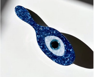 Solar Eclipse Hand-Painted Evil Eye Acetate 2-1 Daily Hair Brush
