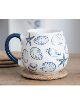 Coastal Charm Ceramic Nautical Seashell Mug
