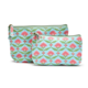 Two's Company Floral Block Print Multipurpose Pouch Set - Blue