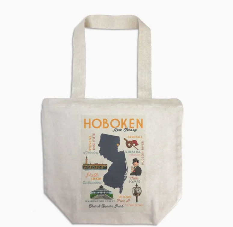 Lantern Press Hoboken Typography & Icons - Tote Bag