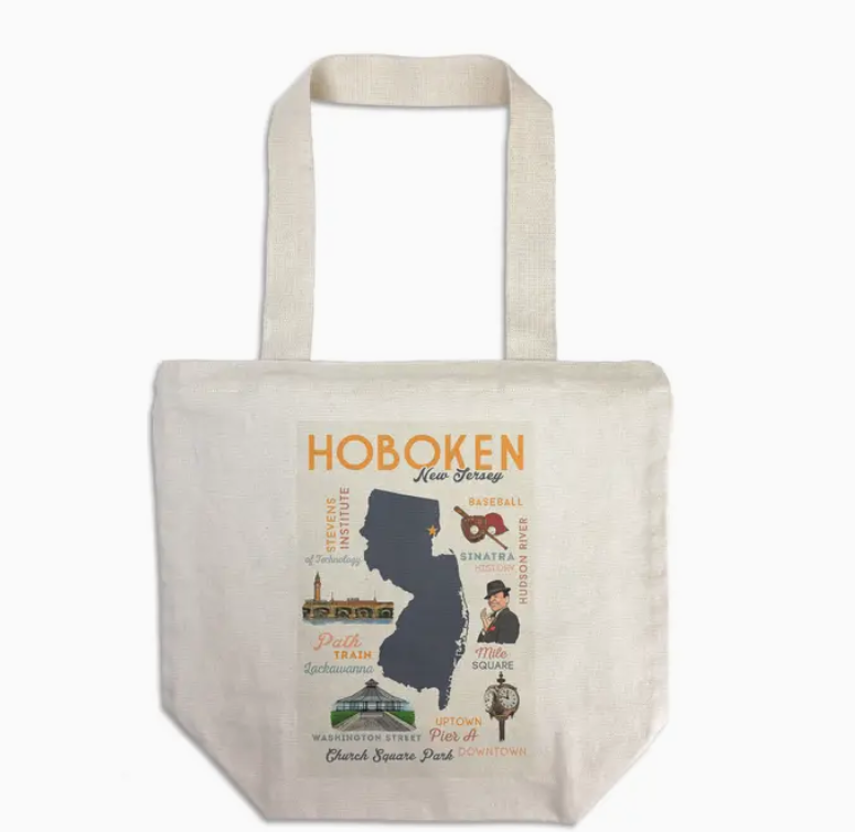 Lantern Press Tote Bag - Hoboken, New Jersey, Typography & Icons