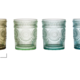 Creative Co-op Embossed Drinking Glass- Light Green