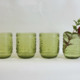Creative Co-op Flower Embossed Drinking Glass, Green