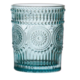 Creative Co-op Embossed Drinking Glass- Blue