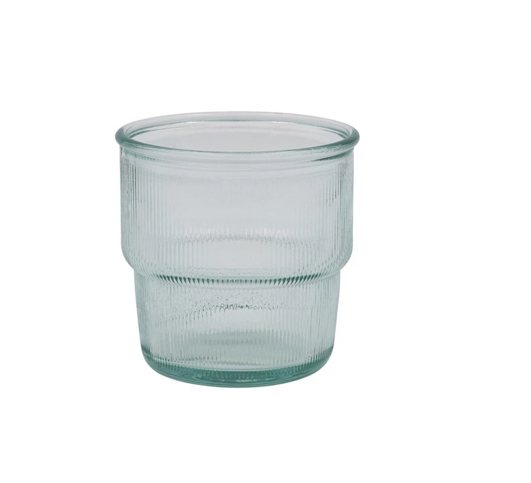 Creative Co-op 10 oz. Fluted Recycled Stackable Drinking Glass w/ Embossed