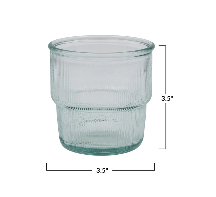 Creative Co-op 10 oz. Fluted Recycled Stackable Drinking Glass w/ Embossed