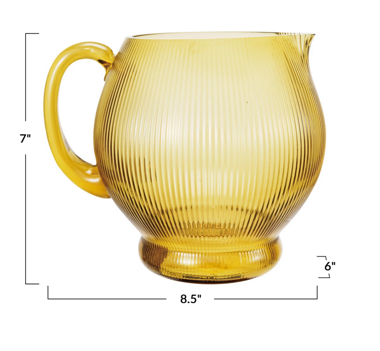 Bloomingville 2-1/2 Quart Fluted Glass Pitcher